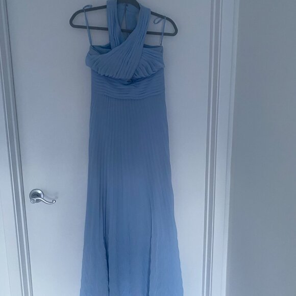 Aqua long gown dress lavender light blue halton neck size 2. Small - Picture 2 of 7